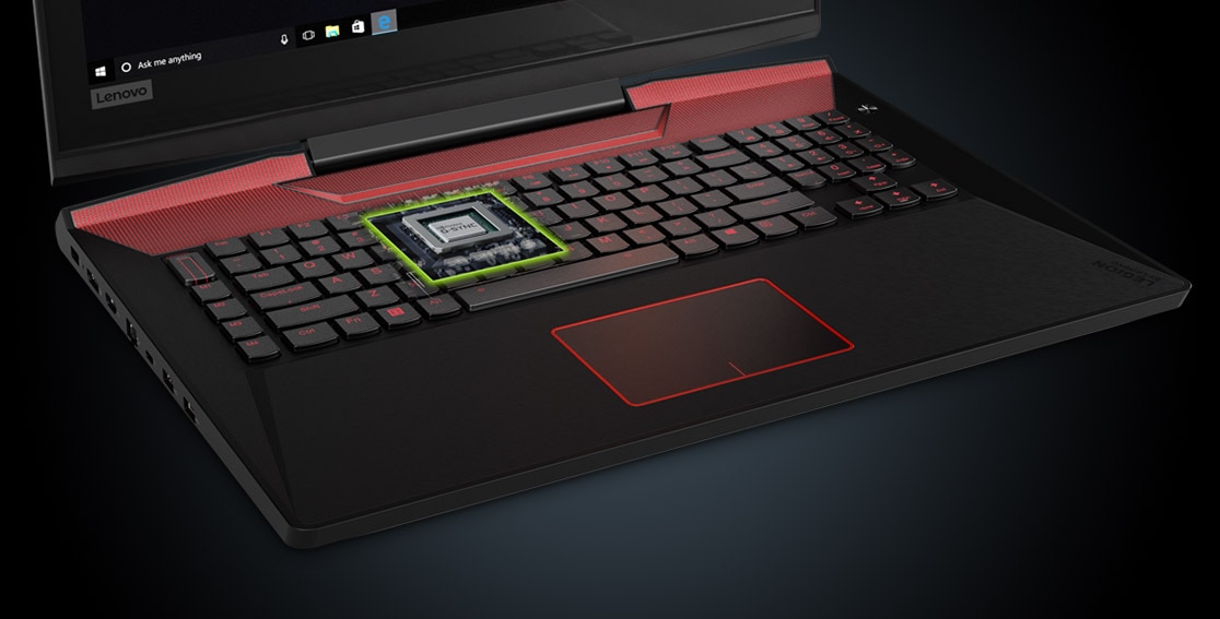 Lenovo Legion Y920 with transparent keyboard to highlight NVIDIA G-SYNC technology