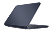 Rear view of Lenovo 100w Gen 3 laptop open less than 90 degrees, showcasing Blue with speckled finish. 
