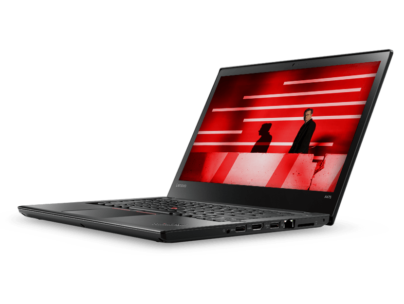 Portable Lenovo ThinkPad un arrière-plan rouge ouvert