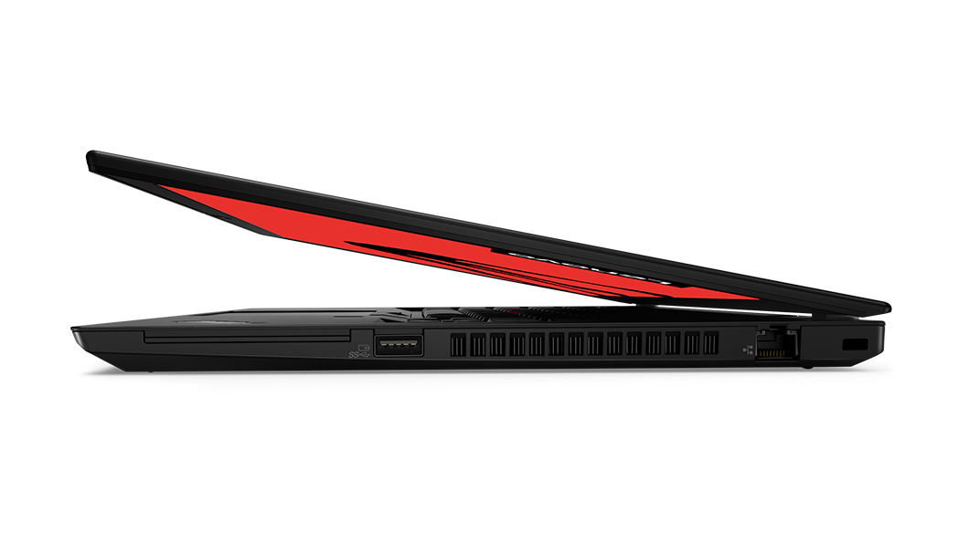 Notebook professionale Lenovo ThinkPad P14s di seconda generazione (14'' Intel), vista dall'alto con tastiera, trackpad e lettore di impronte digitali