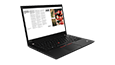 Lenovo ThinkPad T14 Gen 2 (14” AMD) laptop open 90 degrees, angled to show left-side ports.