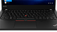 Close-up of TrackPoint and TrackPad on the Lenovo ThinkPad T14 Gen 2 (14” AMD) laptop, in black.