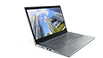 Thumbnail: Lenovo ThinkPad T14s Gen 2 (14” AMD) laptop in Storm Grey open 90 degrees, angled to show left side ports, display, and keyboard.