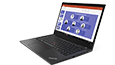 Thumbnail: Black Lenovo ThinkPad T14s Gen 2 (14” AMD) laptop open 90 degrees, angled to show right-side ports, keyboard, and display.