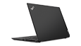 Thumbnail: Back side of Black Lenovo ThinkPad T14s Gen 2 (14” AMD) laptop, angled slightly to show right-side ports and partial keyboard.