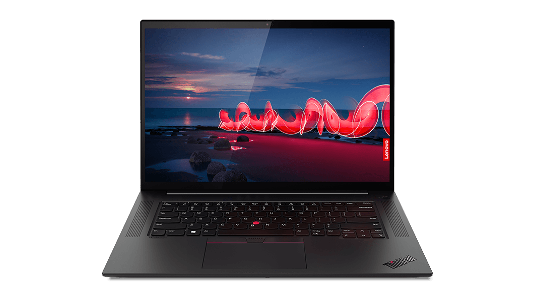 Front facing  Lenovo ThinkPad X1 Extreme Gen 4 open 90 degrees showing 16