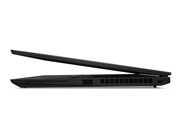 ThinkPad X13 Gen 2 (13” Intel) laptop – right side view, lid partially open