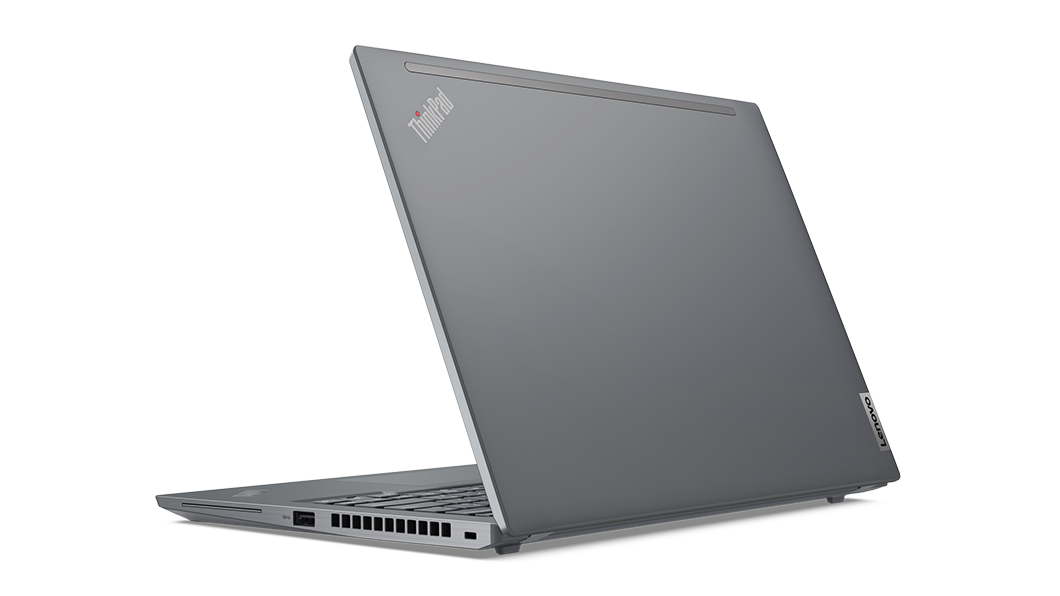ThinkPad X13 Gen 2 (13” Intel) laptop – ¾ rear right view, lid open