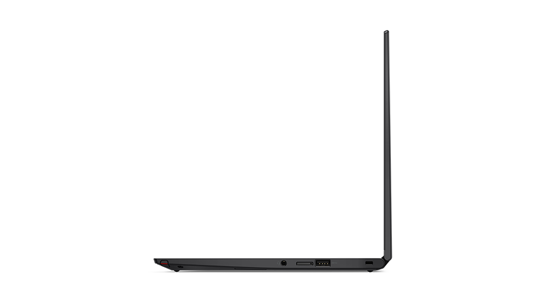 ThinkPad X13 Yoga Gen (13 tuumaa, Intel) -kannettava – näkymä oikealta kannettavan tietokoneen tilassa, kansi avoinna