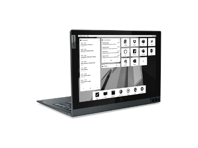 Lenovo ThinkBook Plus Gen 2 (Intel) dual-display business laptop, rear angle view, showing E-Ink display