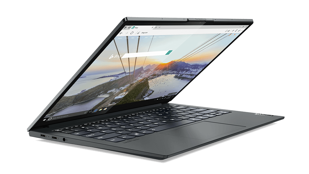 Lenovo ThinkBook Plus Gen 2 (Intel) Business-Notebook mit Dual-Display, Ansicht von vorne links auf LCD-Display