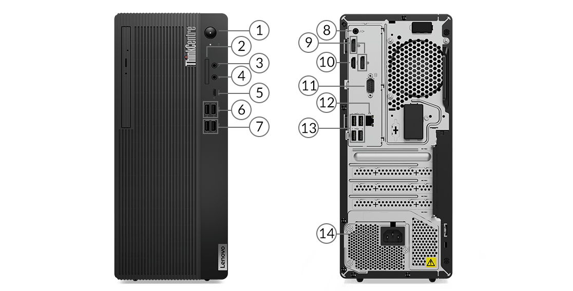 Ports du Lenovo ThinkCentre M75t Gen 2