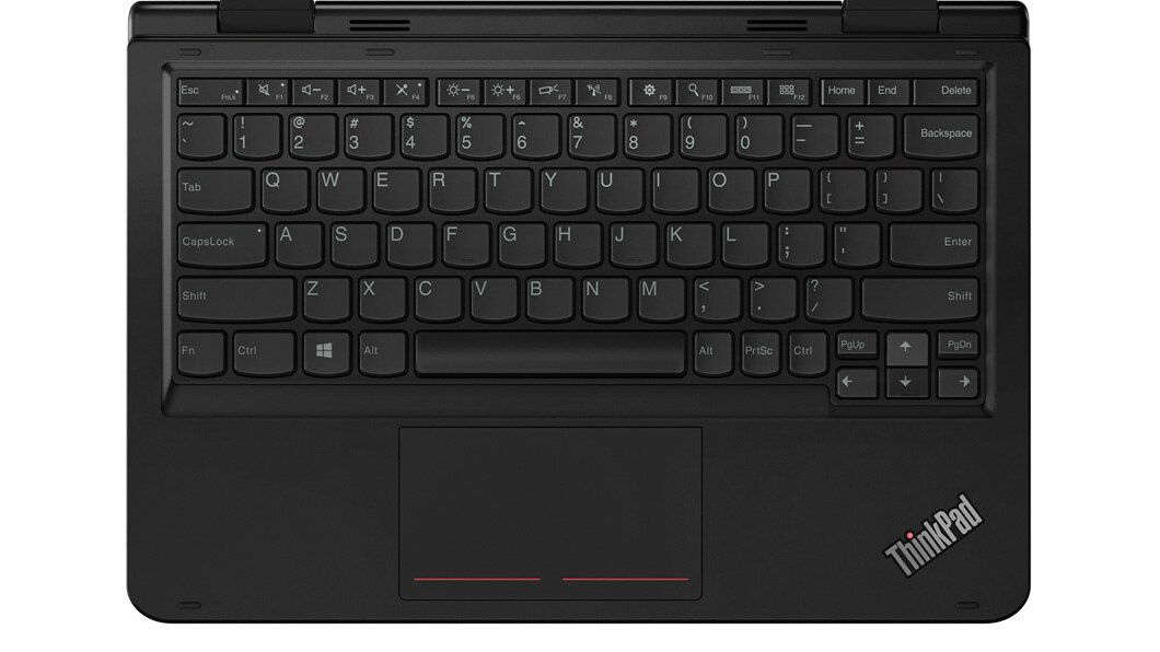 overhead shot of keyboard on Lenovo ThinkPad 11e (5th Gen) education laptop.