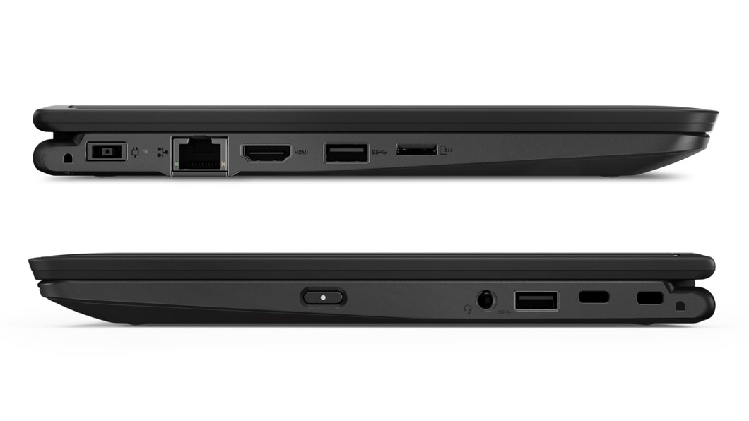 right and left sides of Lenovo ThinkPad 11e (5th Gen) education laptop closed.