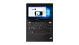 Top view of the ThinkPad L13 Gen 2 (13” AMD) laptop laying flat, showing the keyboard, trackpad, and display, which shows a Windows background