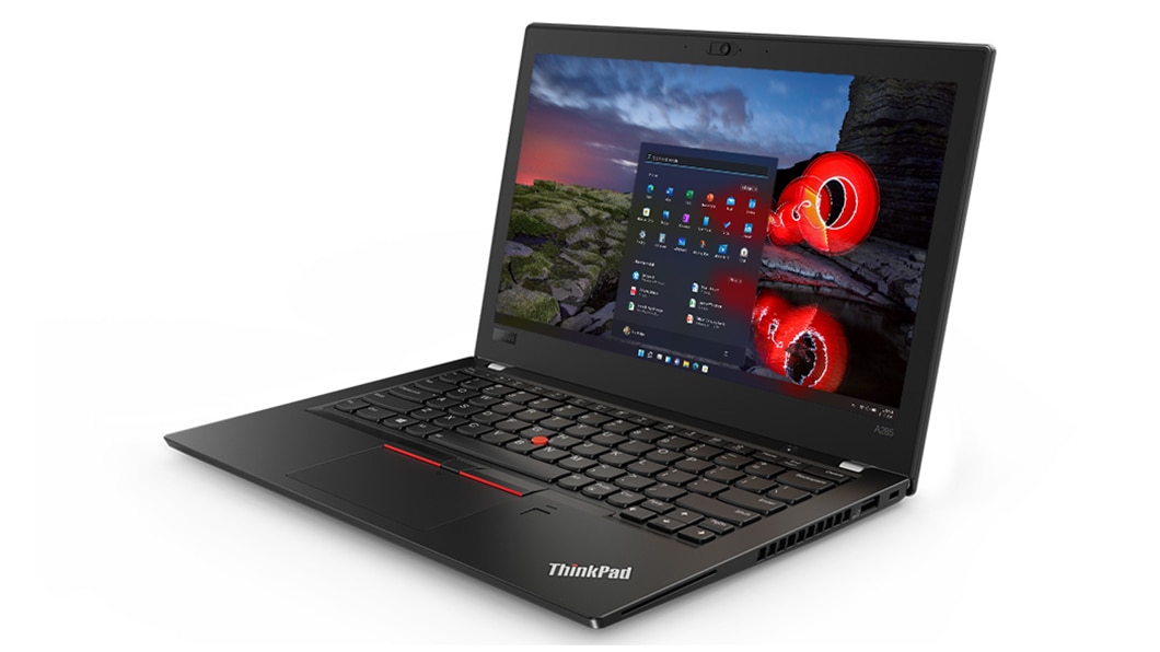 Lenovo ThinkPad A285, front right side view.