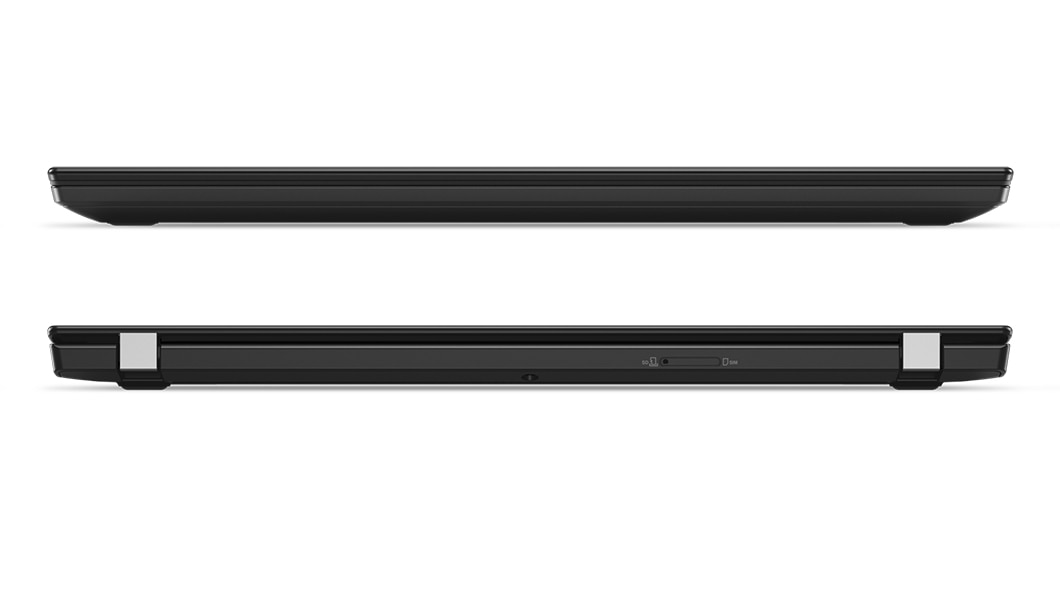 Lenovo ThinkPad A285, closed, front and back side views.