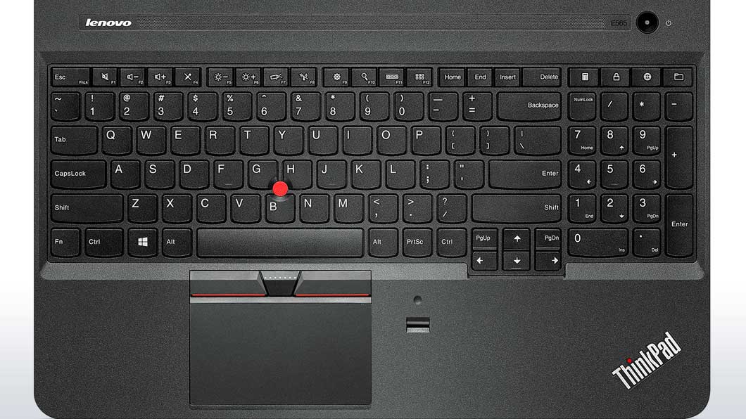 Lenovo ThinkPad E565 Overhead View of Keyboard