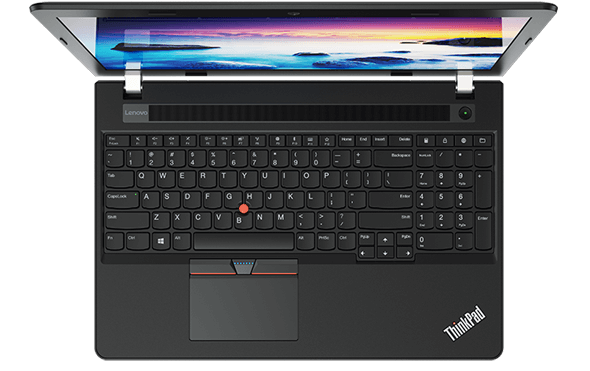 Lenovo ThinkPad E575 Overhead View of Keyboard and Display