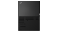 Vignette: Plan aérien de dos de Lenovo ThinkPad L14 Gen 2 (Intel) ordinateur portable ouvert à 180 degrés.