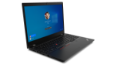 Vignette: Face avant Lenovo ThinkPad L15 Gen 2 (Intel) ordinateur portable ouvert à 90 degrés, incliné pour afficher les ports côté gauche.