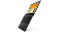 Vignette: Vue côté droit de Lenovo ThinkPad L15 Gen 2 (Intel) ordinateur portable ouvert à 180 degrés.