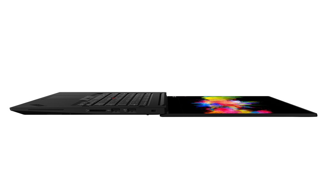 Side view of Lenovo ThinkPad P1 Gen 2 open 180 degrees