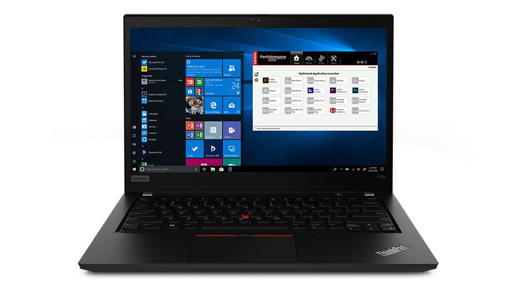 Lenovo ThinkPad P43s front view showing display