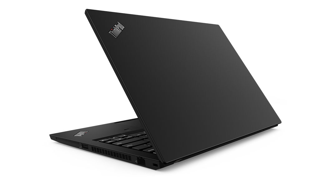 Rückansicht des halb geöffneten Lenovo ThinkPad P43s