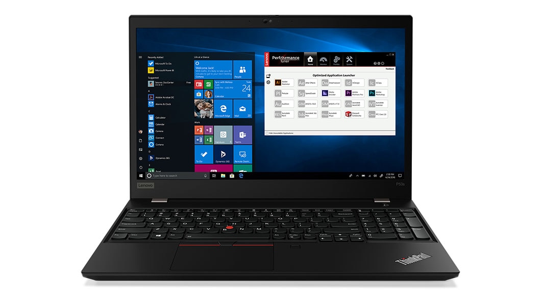 Lenovo ThinkPad P53s front view showing display