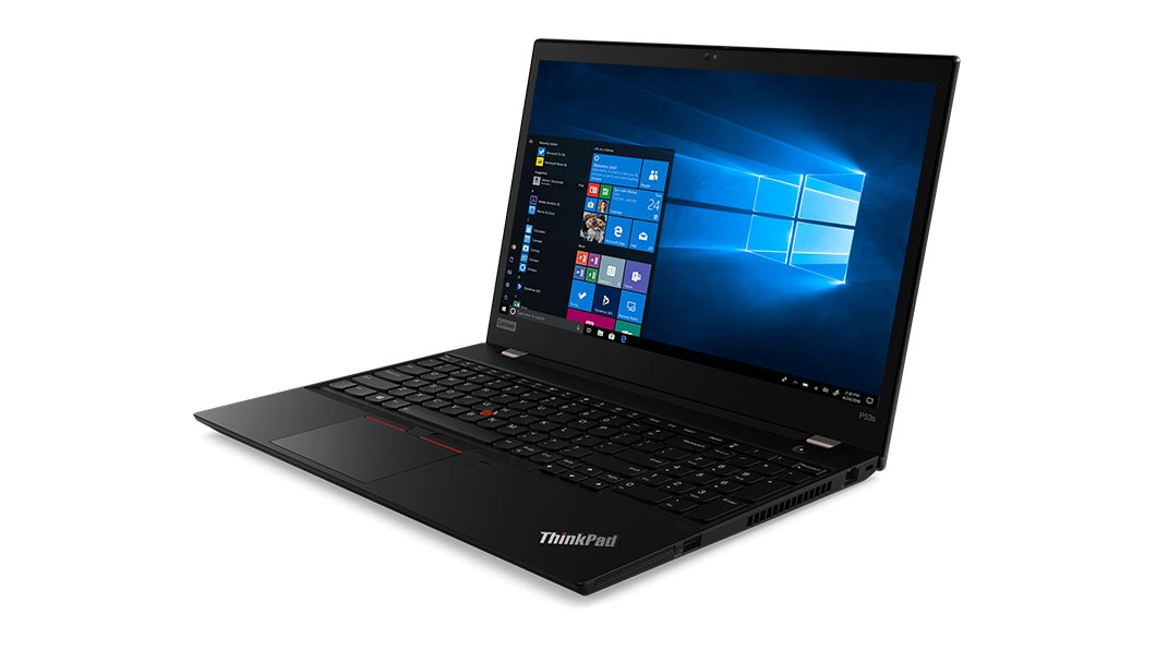 Right side view of Lenovo ThinkPad P53s showing display