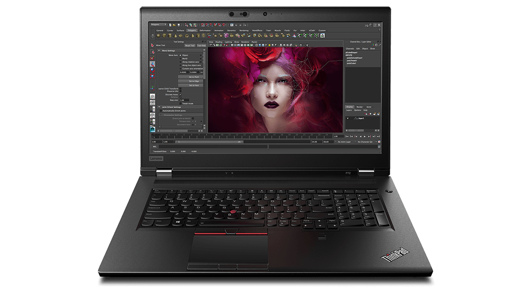 Shot of the ThinkPad P72’s screen showing photo-editing