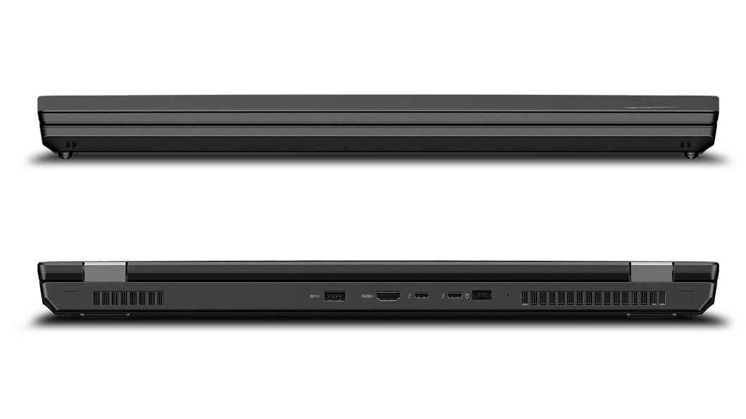Due immagini che mostrano i lati anteriore e posteriore del ThinkPad P72