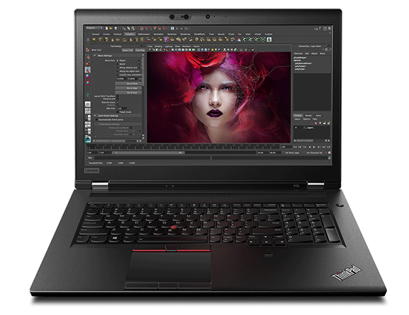 Front shot of the ThinkPad P72 with a photo being edited on screen