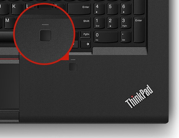 Close-up shot of the ThinkPad P72’s fingerprint reader