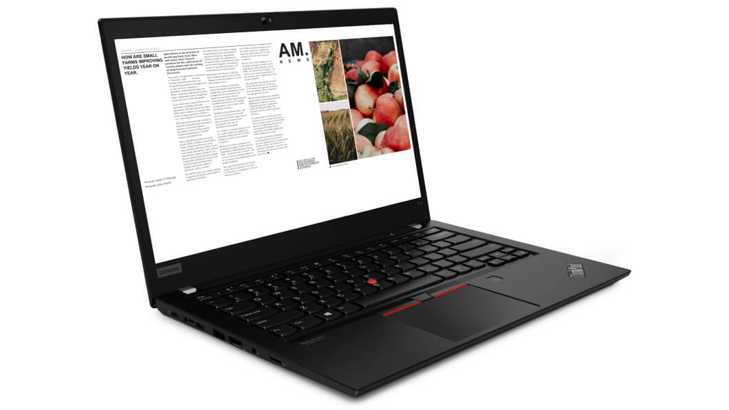 Vue oblique gauche du Lenovo ThinkPad T14 (AMD)