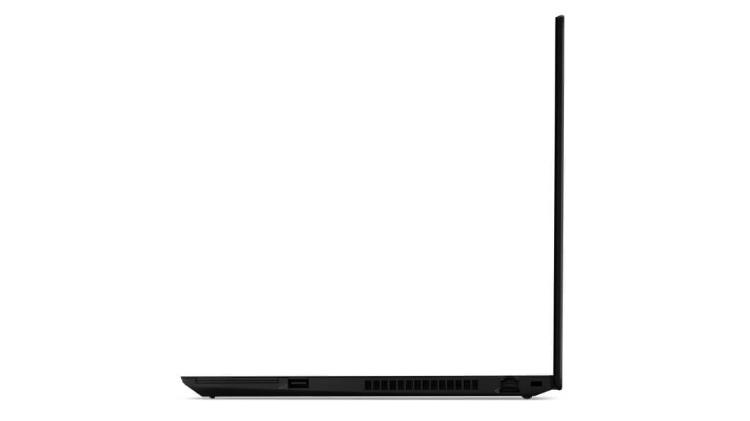 Lenovo ThinkPad T15 - Vue du côté droit du portable ouvert à 90 degrés
