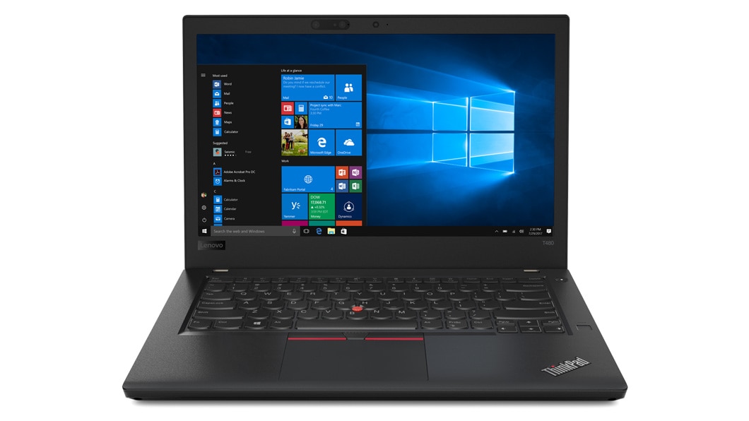 Lenovo ThinkPad T480 - Front view, with Windows 10