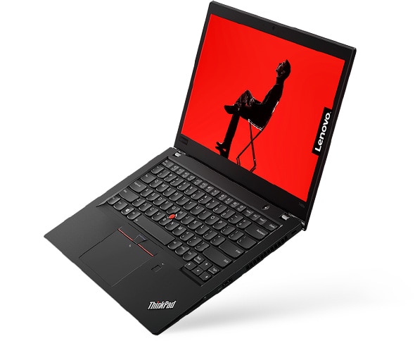 Lenovo ThinkPad T480 - Side-on shot showing the laptop's thinness and vibrant 14