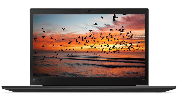 Lenovo ThinkPad T480s - Front-facing shot of the vibrant, sharp 14