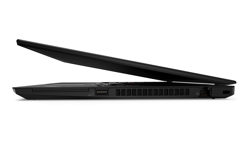 Vista lateral del ThinkPad T495 plegado