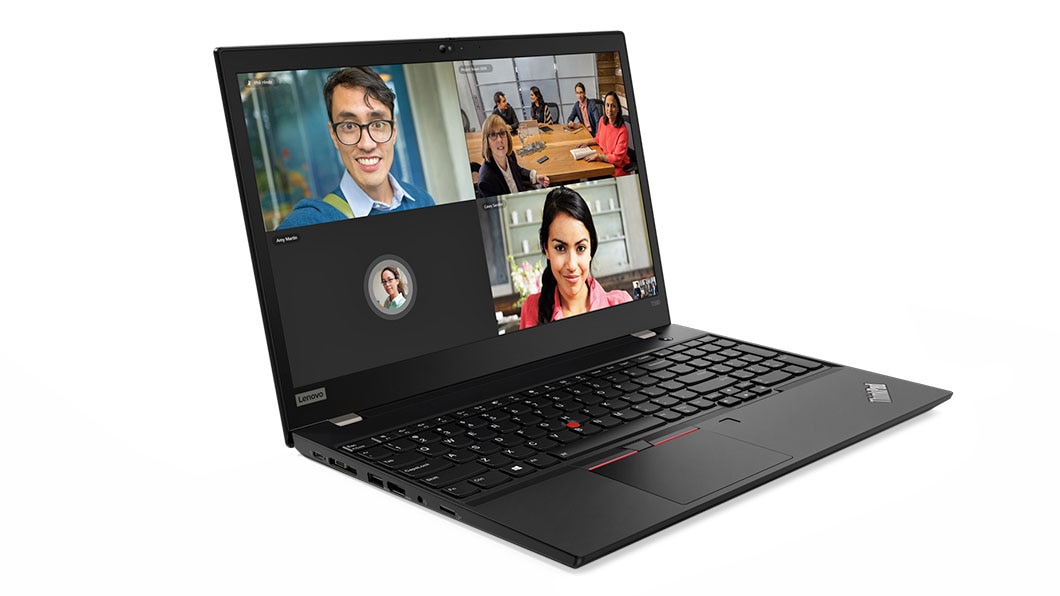 ThinkPad T590 in laptopstand met beeldscherm