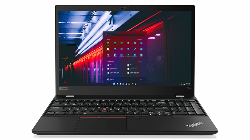 Lenovo ThinkPad T590 front view with display