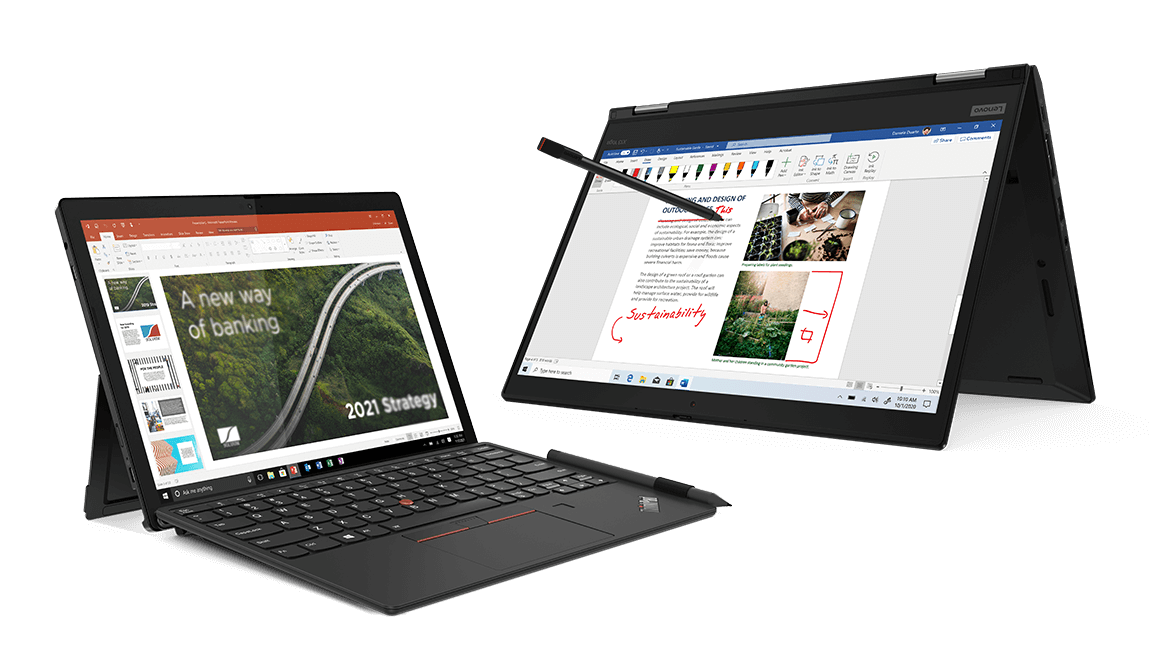 Lenovo ThinkPad X12 ordinateur portable détachable et ThinkPad X12 ordinateur portable pliable