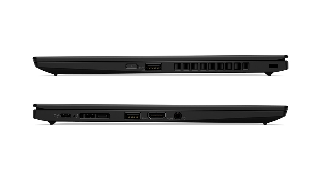 Left and right side view of Lenovo ThinkPad X1 Carbon 7th Gen showing side ports