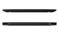 Parte trasera y delantera del portátil Lenovo ThinkPad X1 Carbon Gen 9 cerrado mostrando las bisagras traseras.