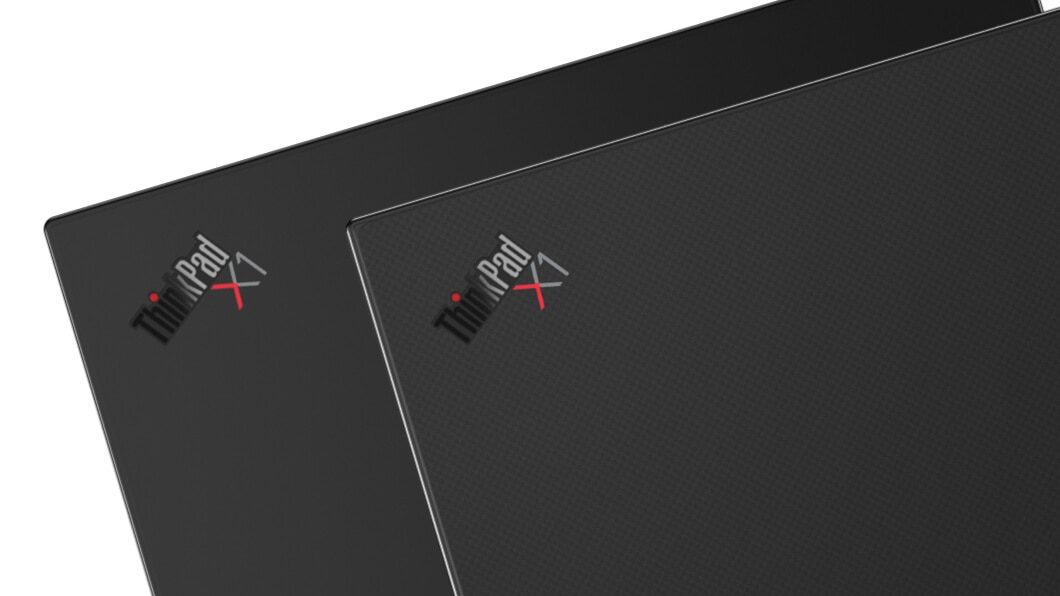 Rear view of Lenovo ThinkPad X1 Carbon 7th Gen with ThinkPad and X1 logos