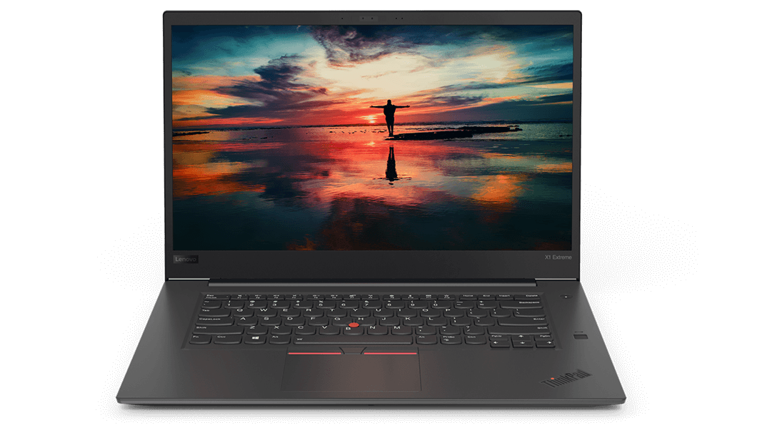 Lenovo ThinkPad X1 Extreme, näyttö ja näppäimistö edestä kuvattuna.