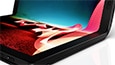 Image thumbnail of closeup of screen fold in Lenovo ThinkPad X1 Fold open 90 degree