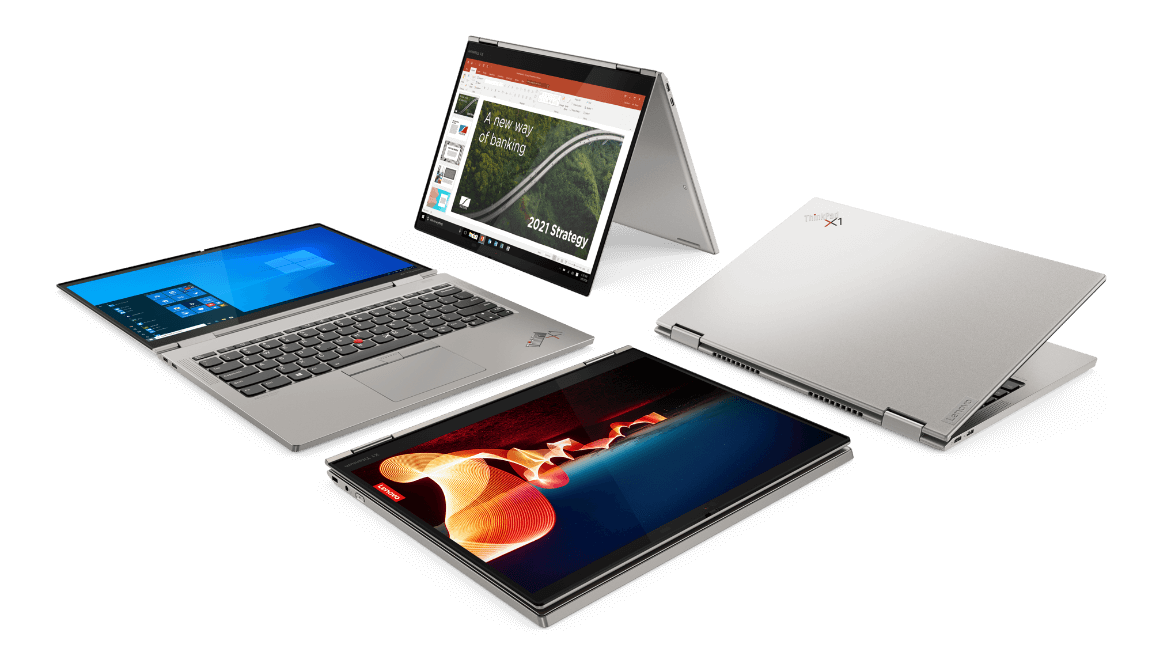 Lenovo ThinkPad X1 Titanium Yoga laptop with 360 hinge allows it to bend into multiple modes, including layflat, tablet mode, stand mode and laptop mode.